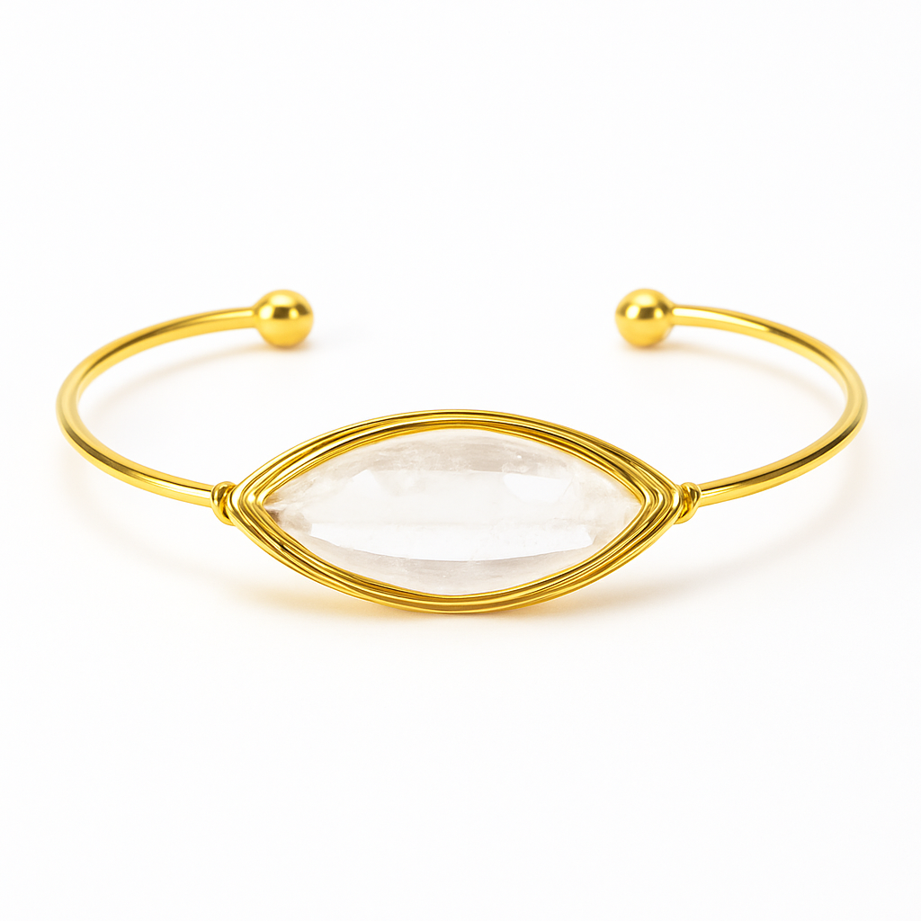 🤍 Clear Quartz – Divine Clarity Cuff