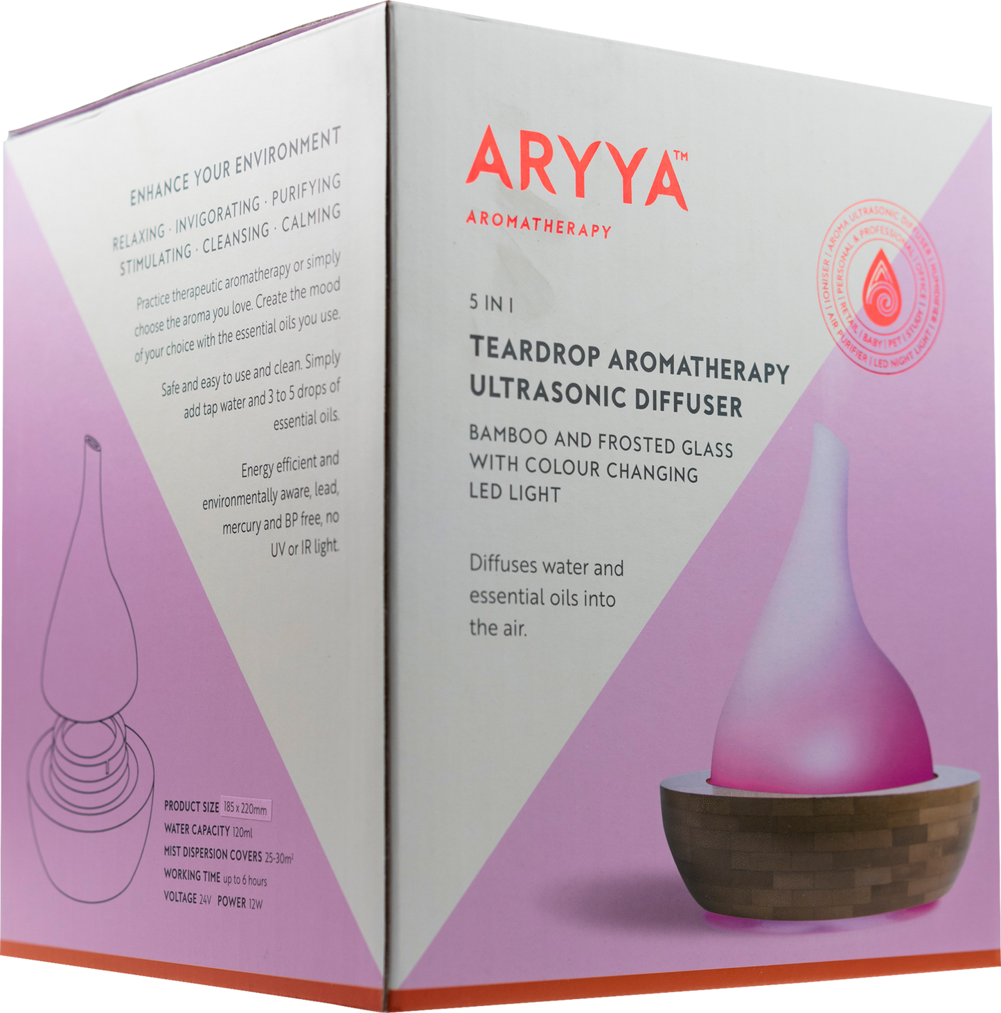 Aryya Ultrasonic Bamboo Teardrop Diffuser6