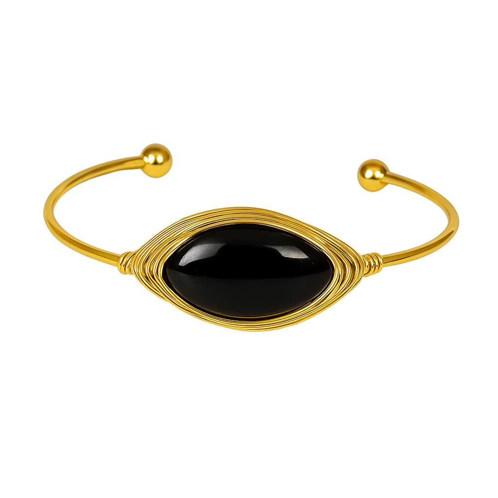 🖤 Black Obsidian – Protection Aura Cuff