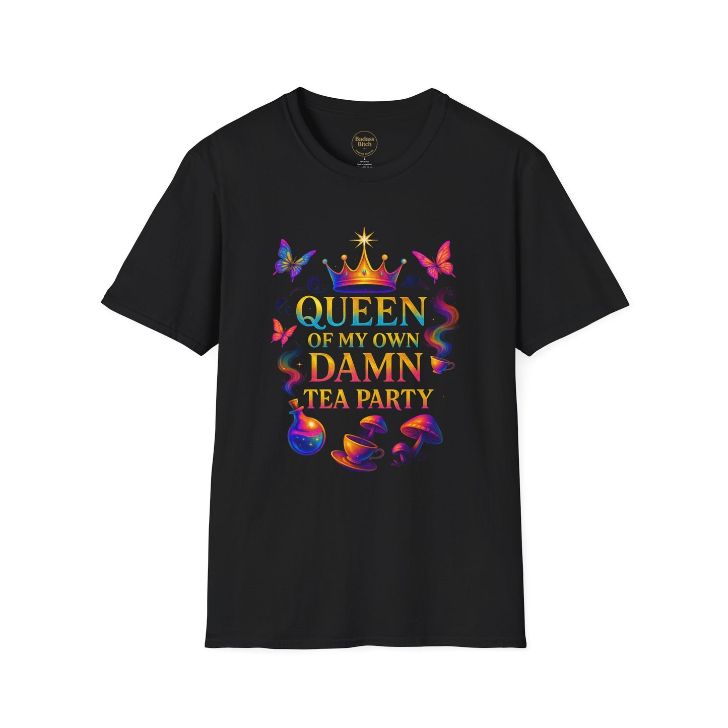 Queen of My Own Damn Tea Party Unisex Tee – (Black)