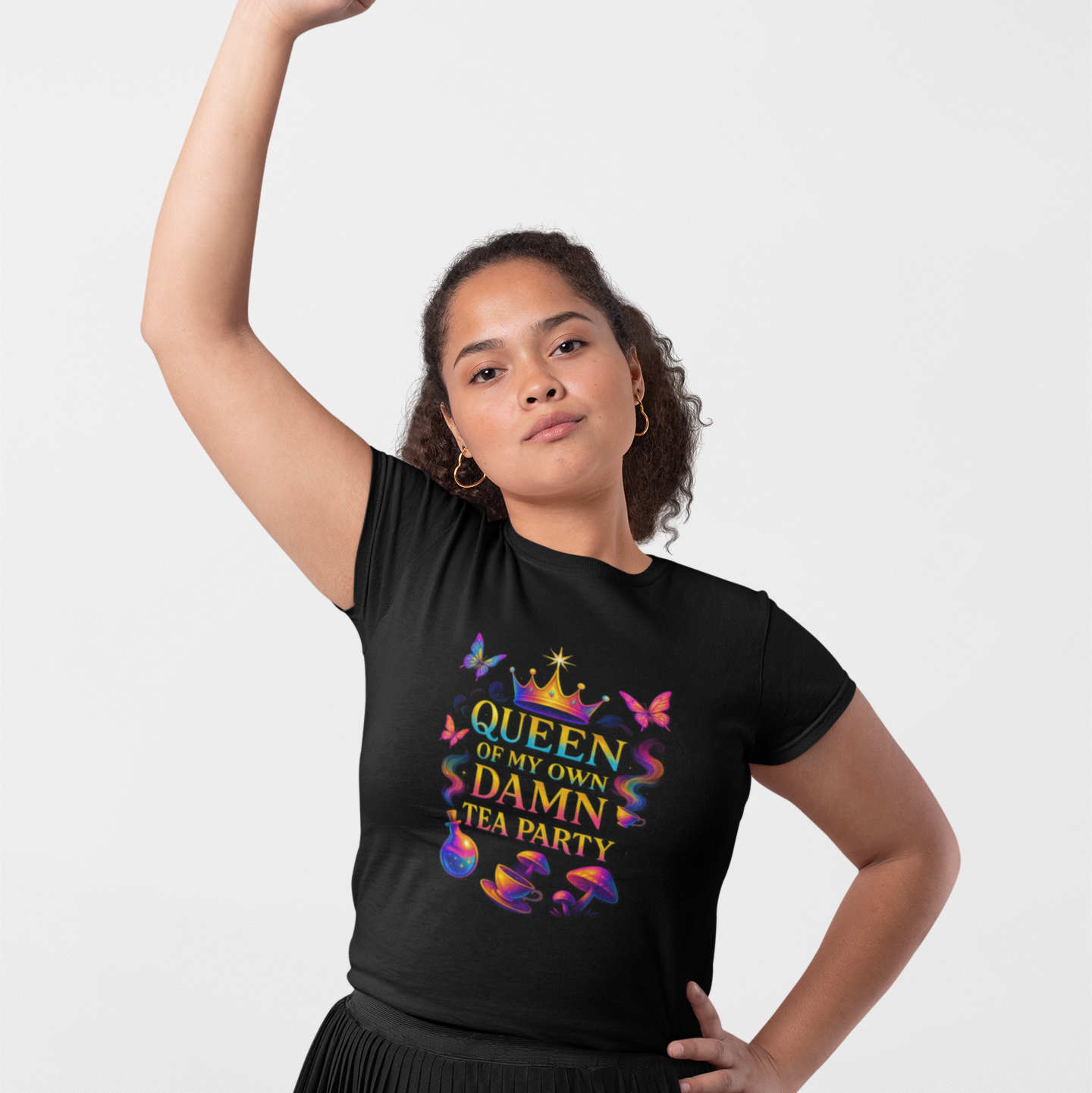 Queen of My Own Damn Tea Party Unisex Tee – (Black)