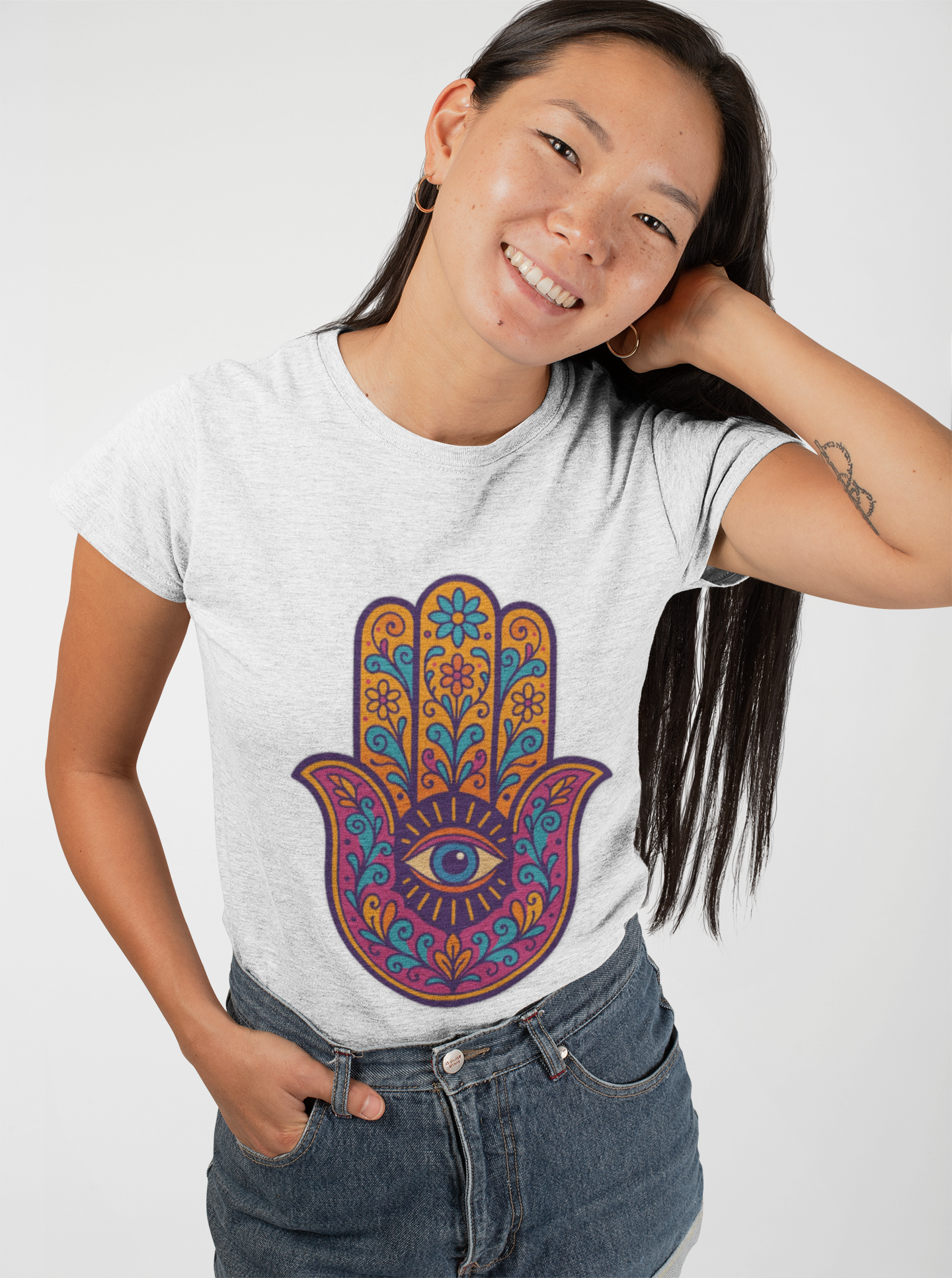 🪬 Hamsa Harmony Unisex Tee – Protection & Peace Edition