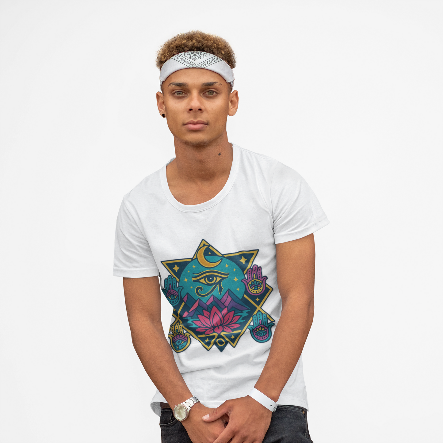 🌙 Sacred Geometry Lotus Unisex Tee – Divine Alignment Edition