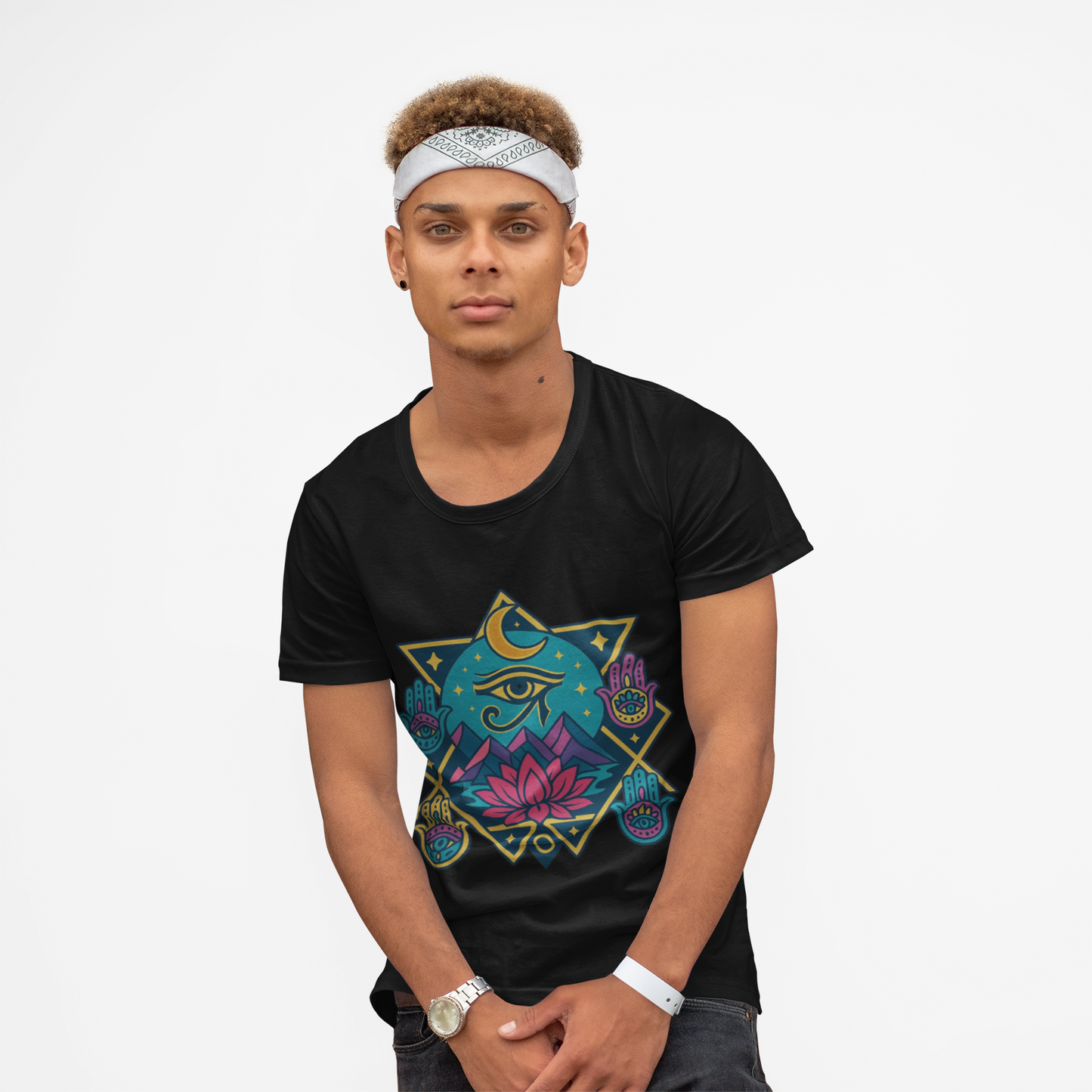 🌙 Sacred Geometry Lotus Unisex Tee – Divine Alignment Edition