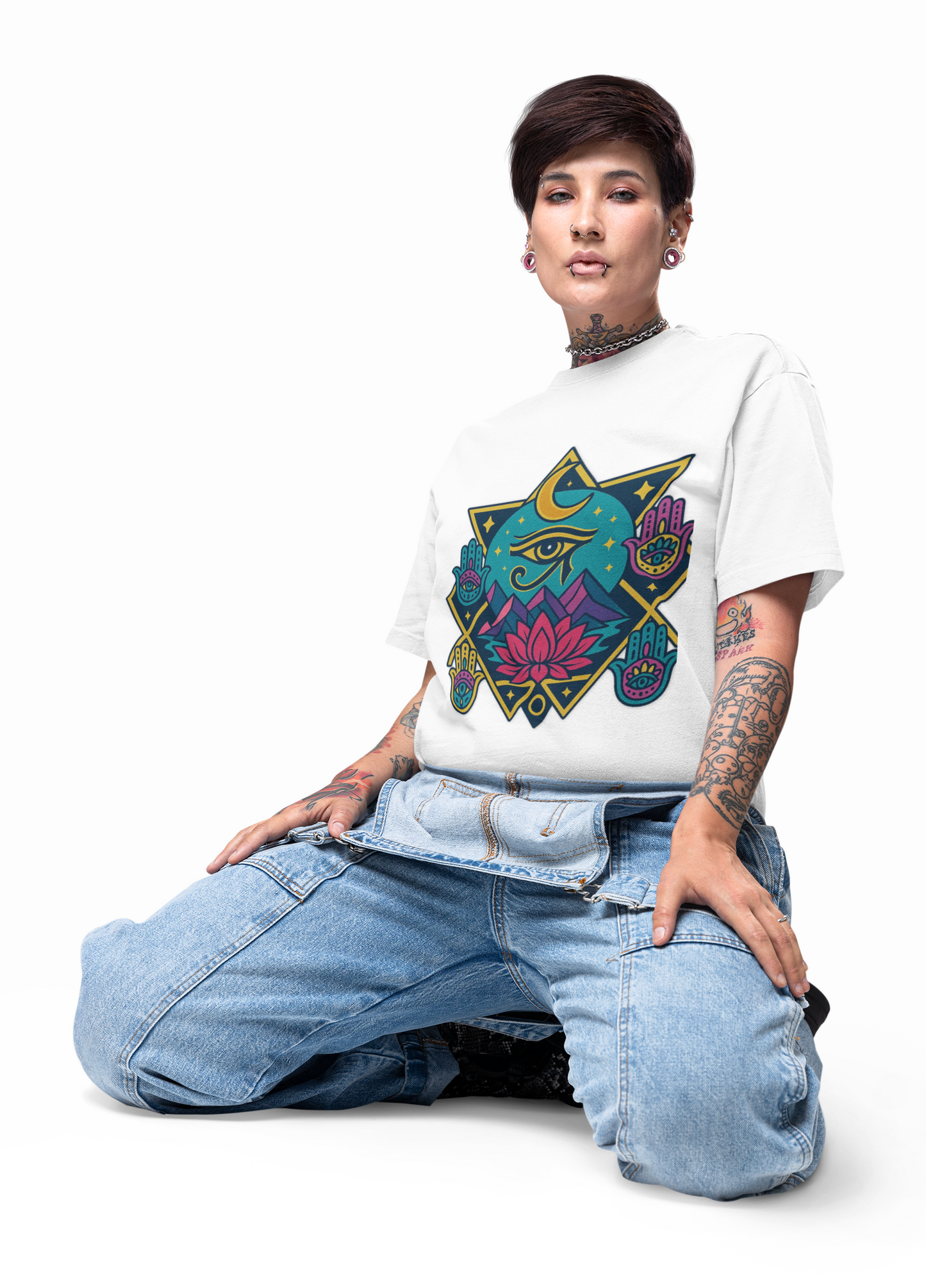 🌙 Sacred Geometry Lotus Unisex Tee – Divine Alignment Edition