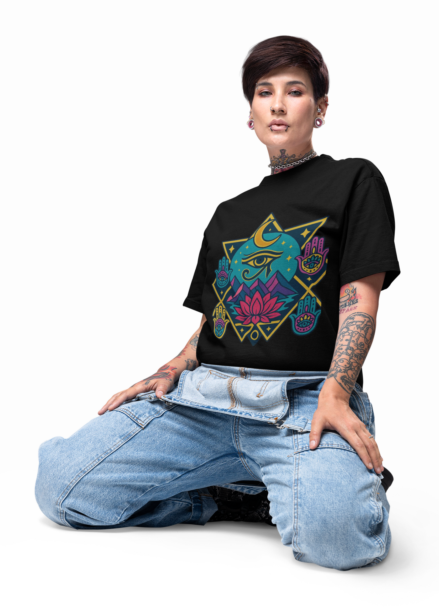 🌙 Sacred Geometry Lotus Unisex Tee – Divine Alignment Edition