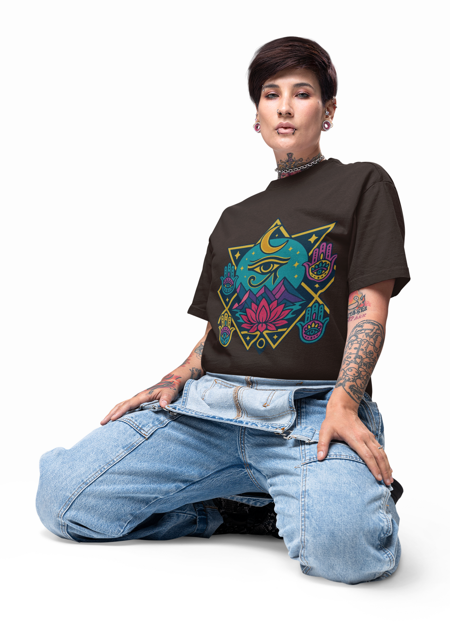 🌙 Sacred Geometry Lotus Unisex Tee – Divine Alignment Edition