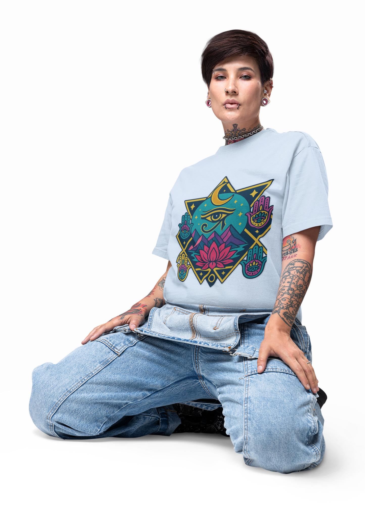 🌙 Sacred Geometry Lotus Unisex Tee – Divine Alignment Edition