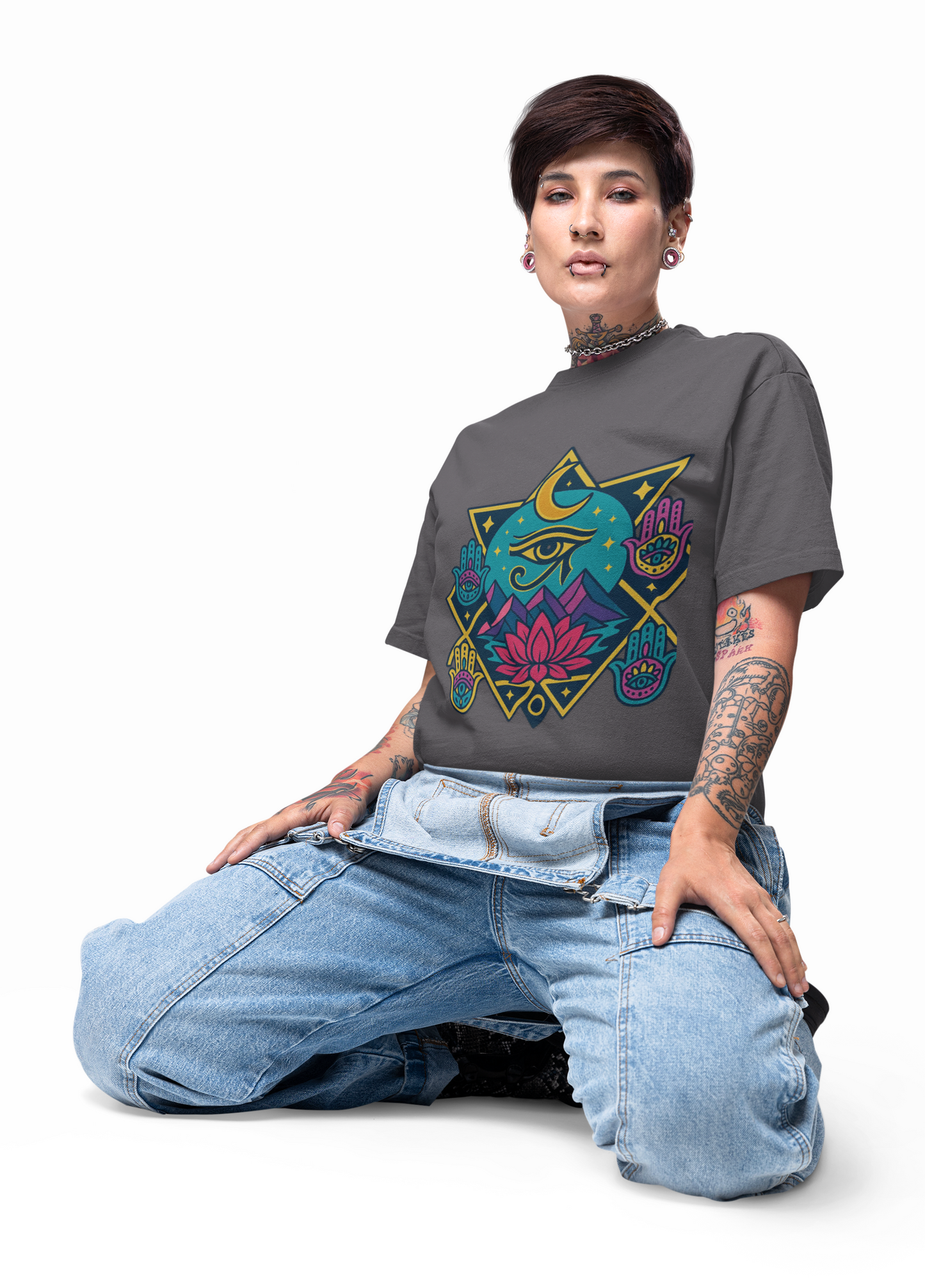 🌙 Sacred Geometry Lotus Unisex Tee – Divine Alignment Edition