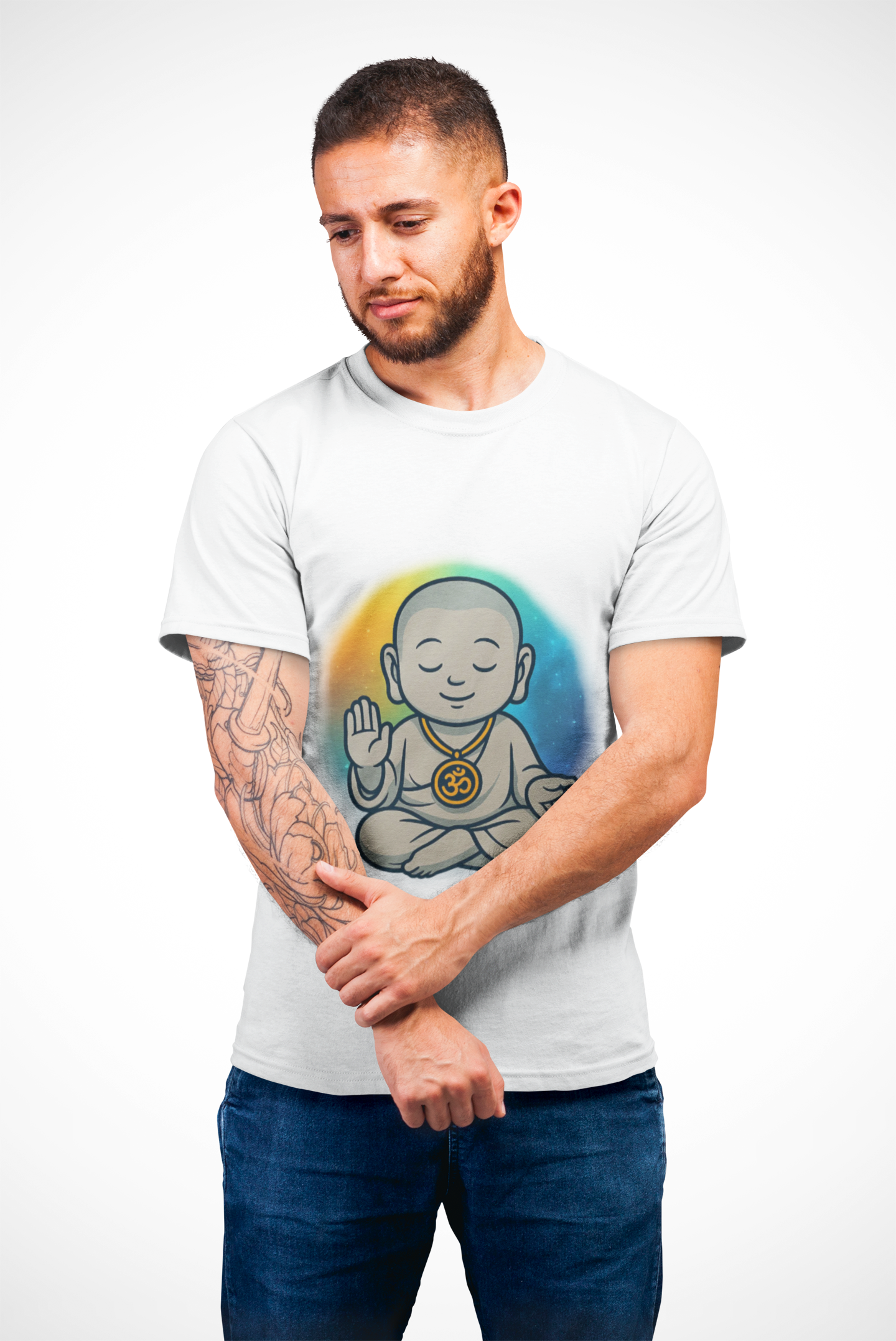 🕉️ Peaceful Monk Unisex Tee – Aura of Calm Edition