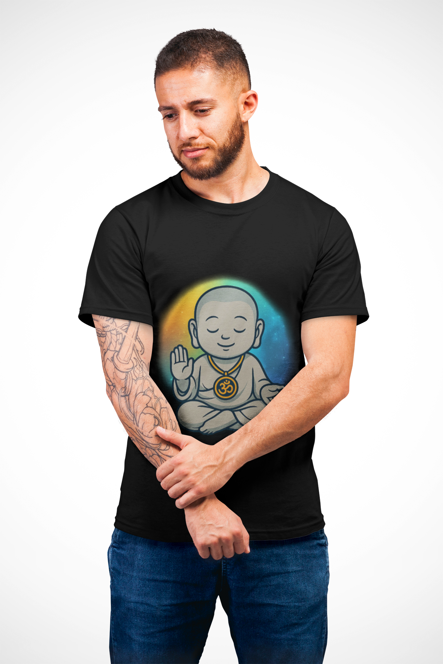 🕉️ Peaceful Monk Unisex Tee – Aura of Calm Edition