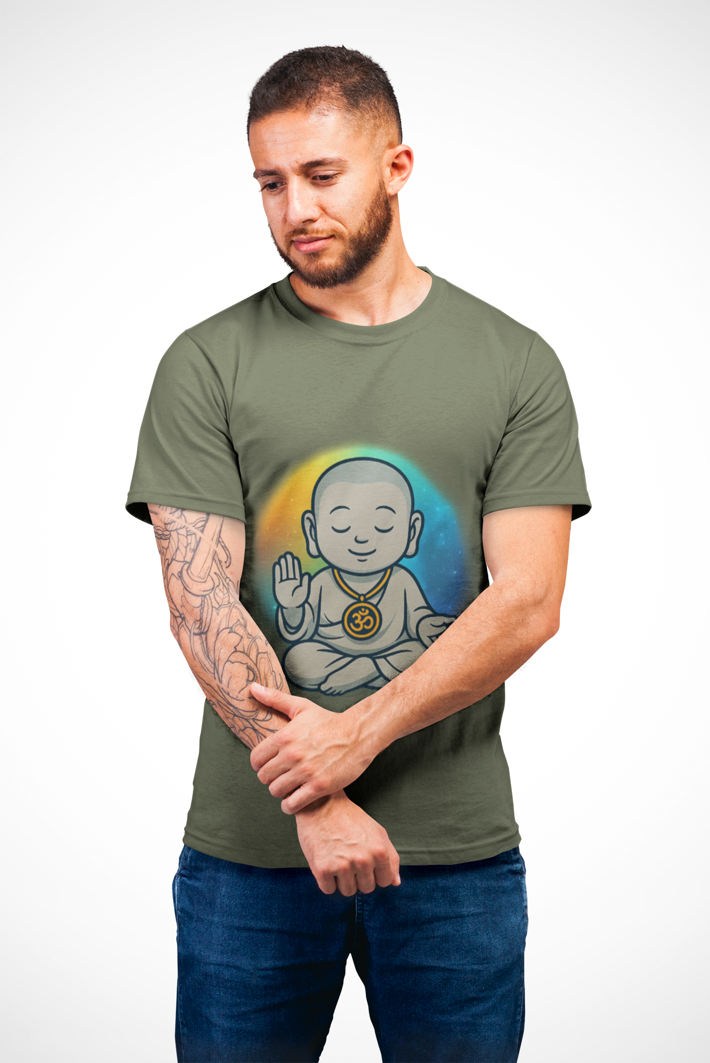 🕉️ Peaceful Monk Unisex Tee – Aura of Calm Edition