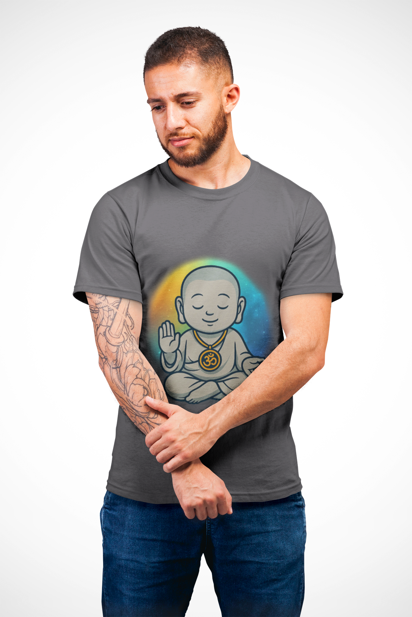 🕉️ Peaceful Monk Unisex Tee – Aura of Calm Edition