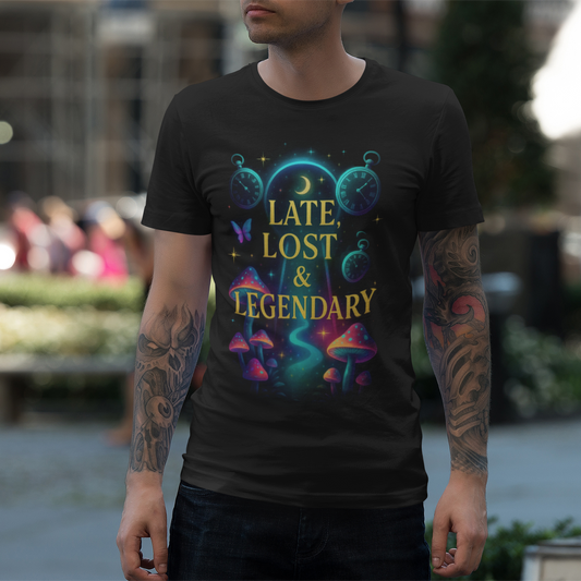 ✨ “Late, Lost & Legendary” Tee — Wonderland Rebel Edition