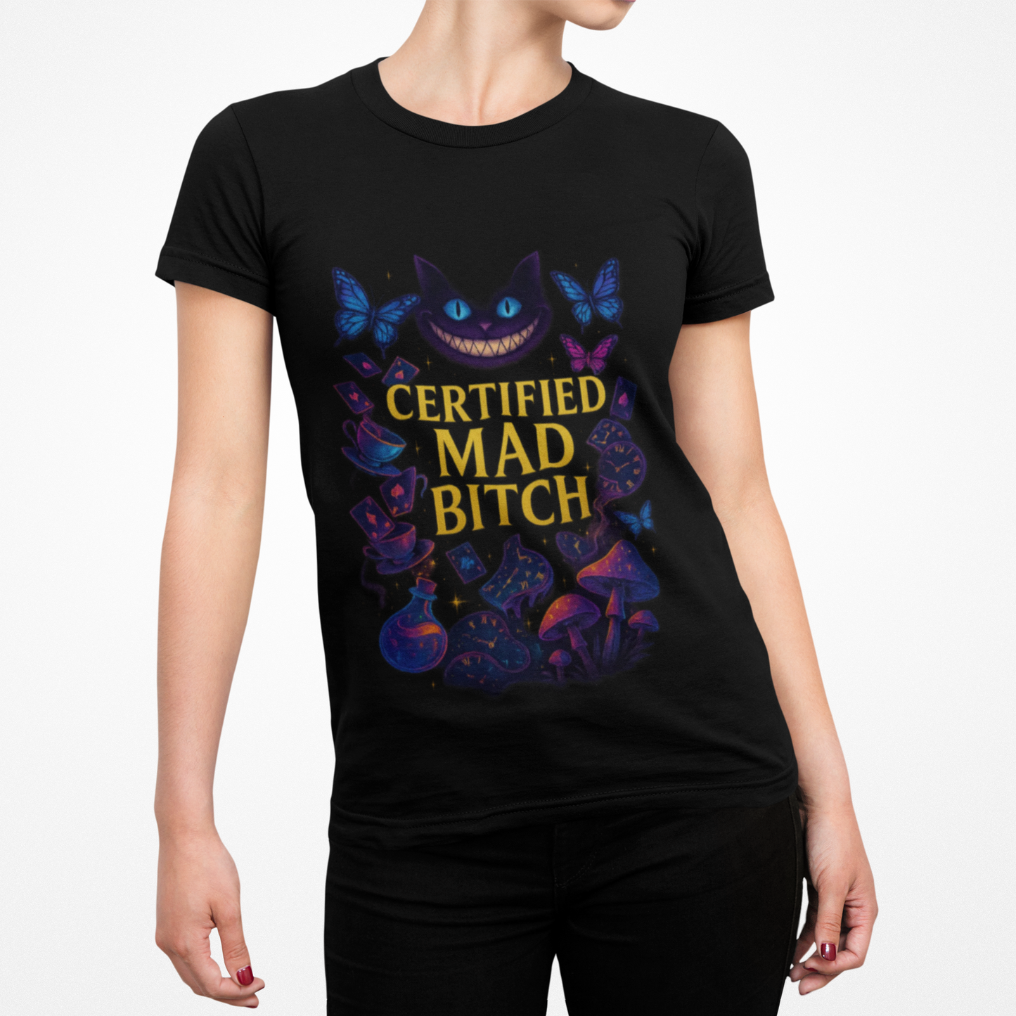 🌀 “Certified Mad Bitch” Tee — Wonderland Chaos Edition