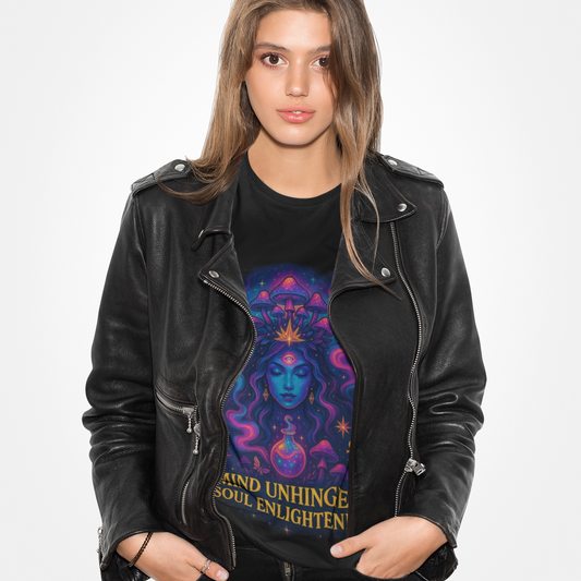 🌙 “Mind Unhinged, Soul Enlightened” Tee — Cosmic Awakening Edition