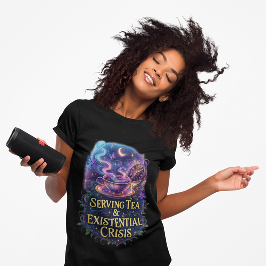 🍵 “Serving Tea & Existential Crisis” Tee — Chaotic Wonderland Edition