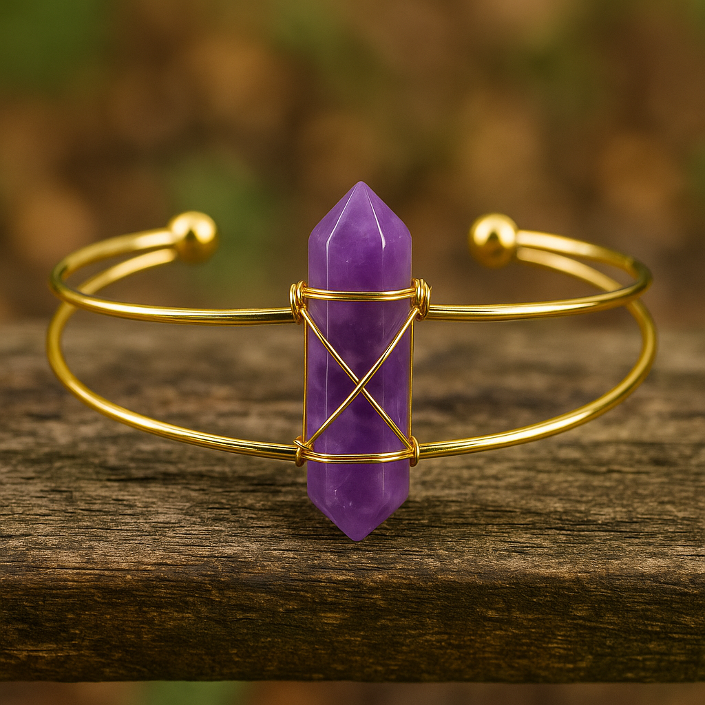 💜 Amethyst – Serenity Shield Cuff Bracelet