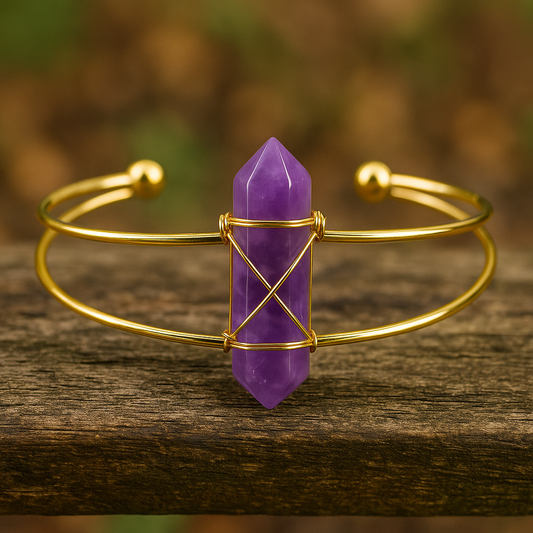 💜 Amethyst – Serenity Shield Cuff Bracelet