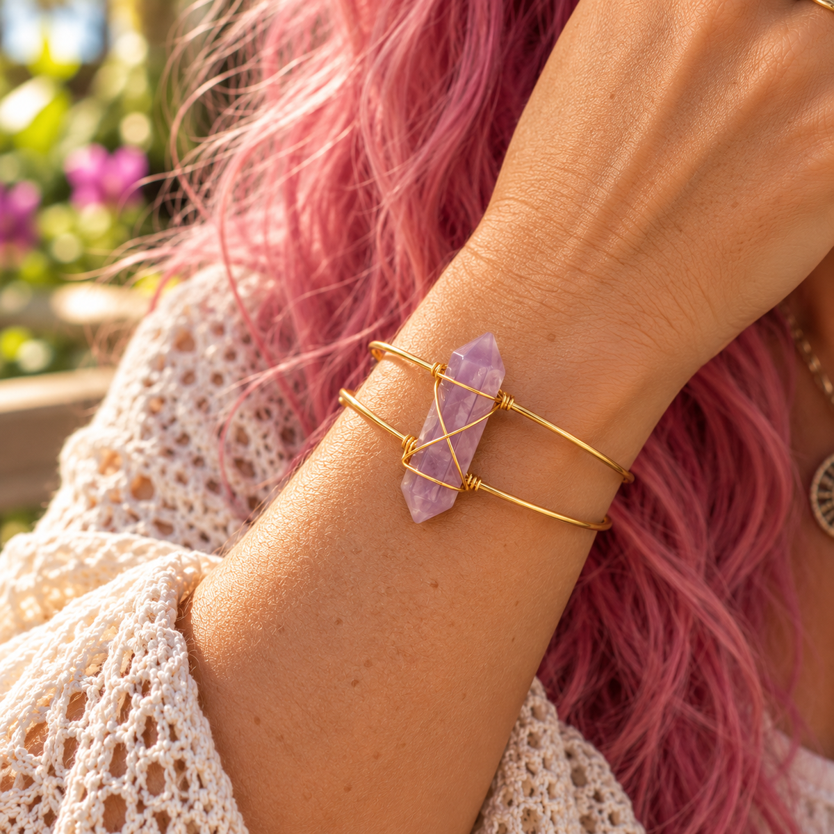 Amethyst – Serenity Shield Cuff Bracelet