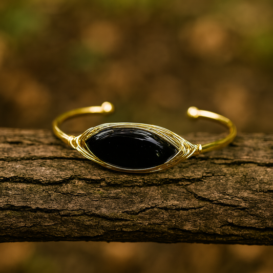 🖤 Black Obsidian – Protection Aura Cuff