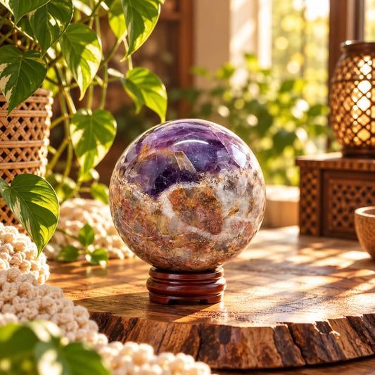 Chevron Amethyst Sphere 274g with Stand