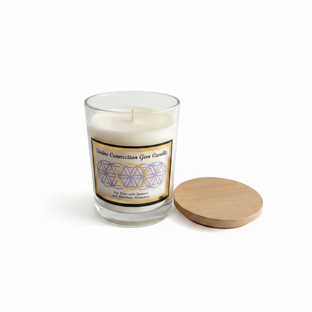 Divine Connection Rainbow Moonstone Soy Glass Jar Candle-Embrace Bohemia 1