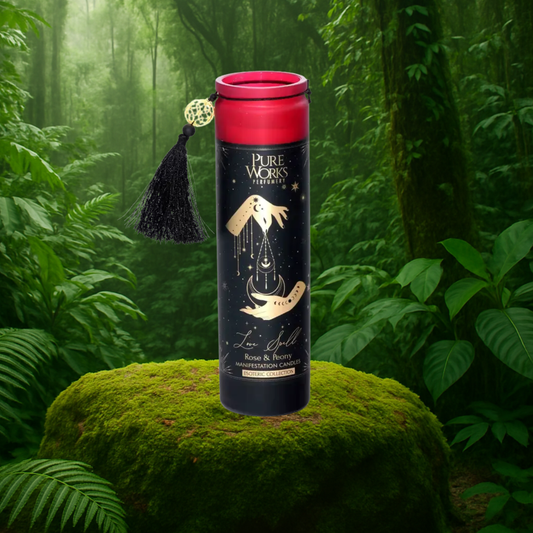 Esoteric Collection Scented Candle LOVE SPELL Rose & Peony 300g In tall glass jar with tassel