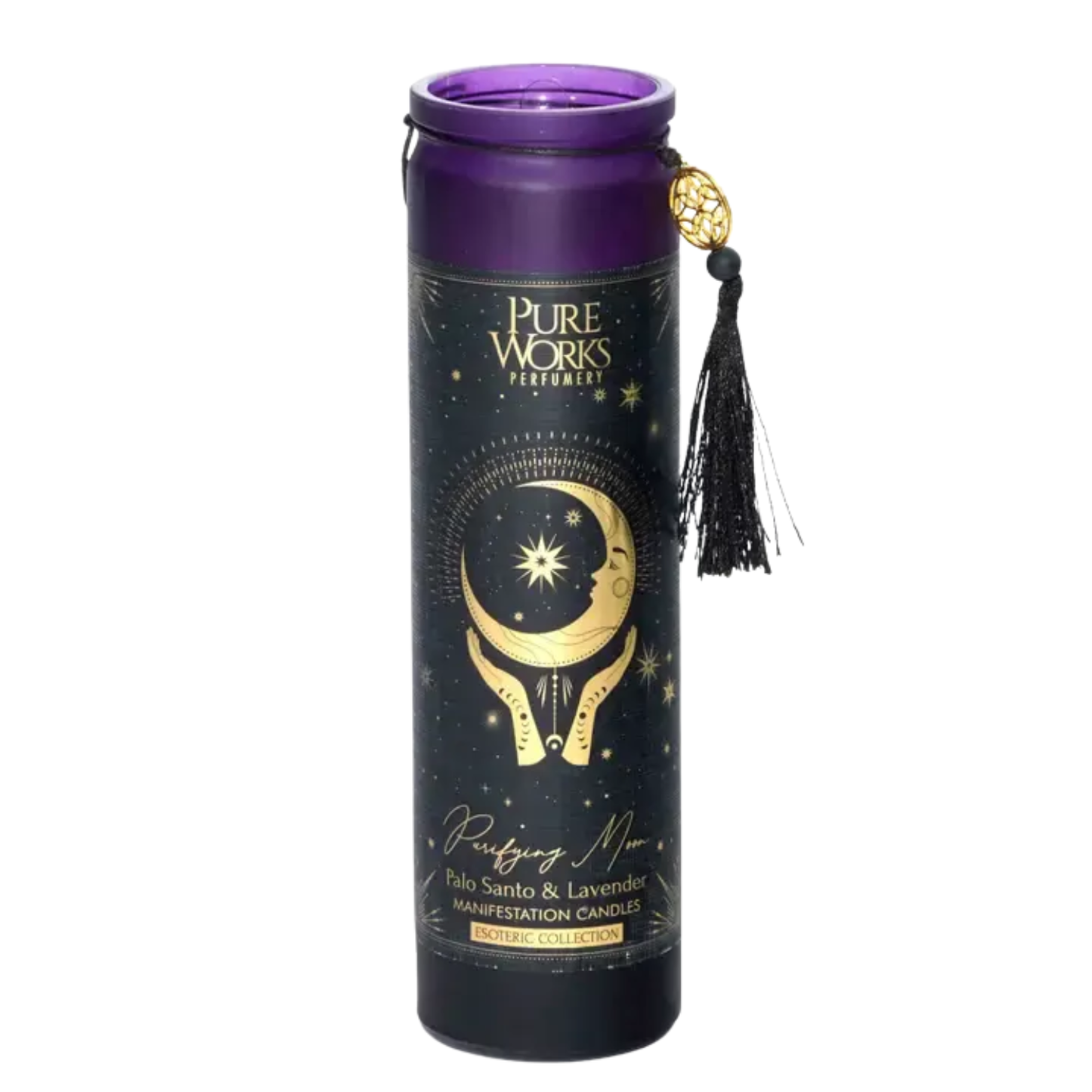 Esoteric Collection Scented Candle PURIFYING MOON Palo Santo & Lavender 300g In tall glass jar with tassel 1