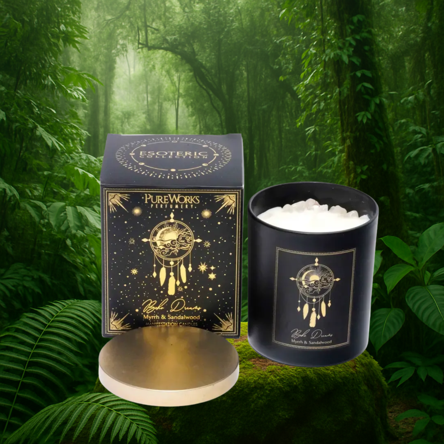 Esoteric Manifestation Candle BOHO DREAMS Myrrh & Sandalwood 200g