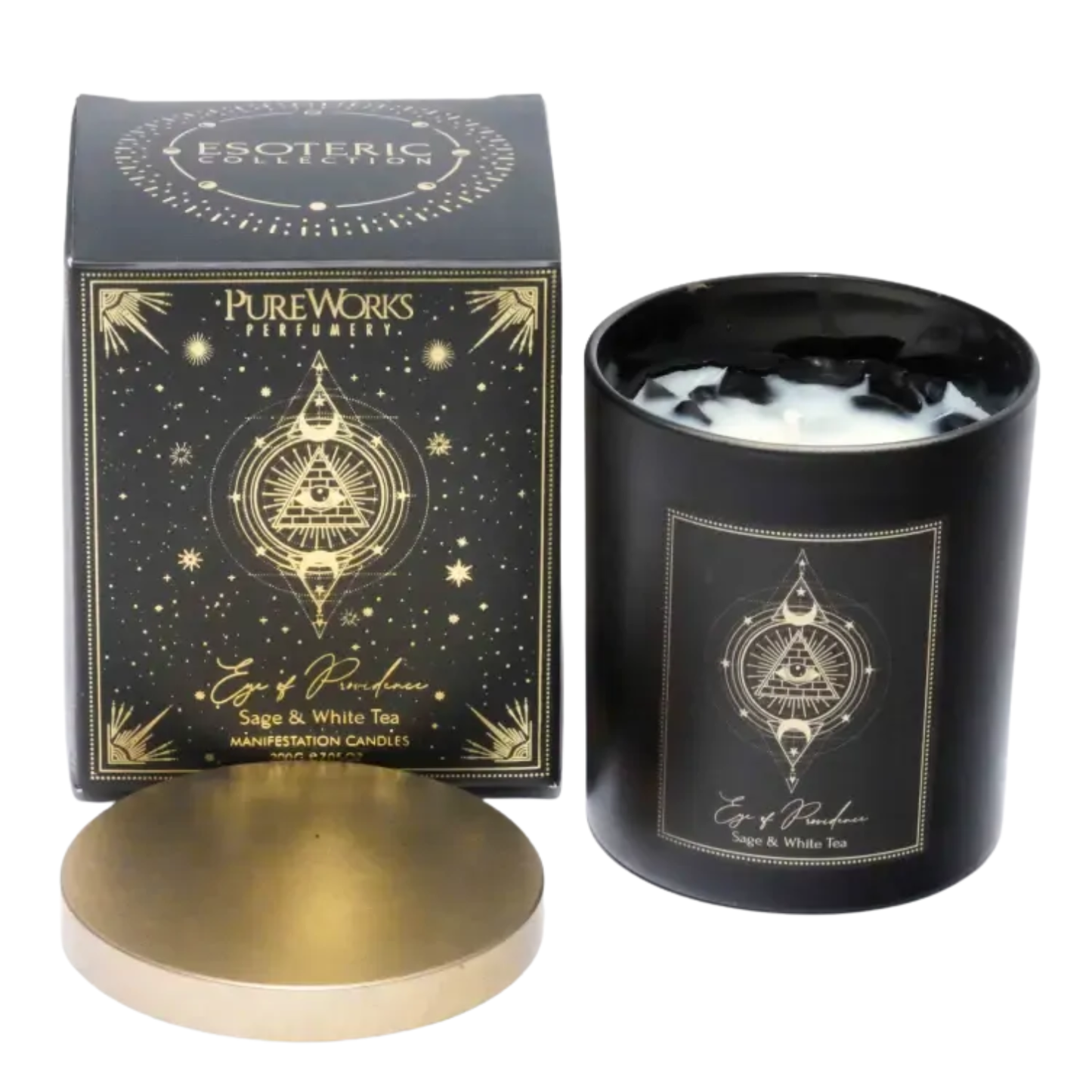 Esoteric Manifestation Candle EYE OF PROVIDENCE Sage & White Tea 200g 1