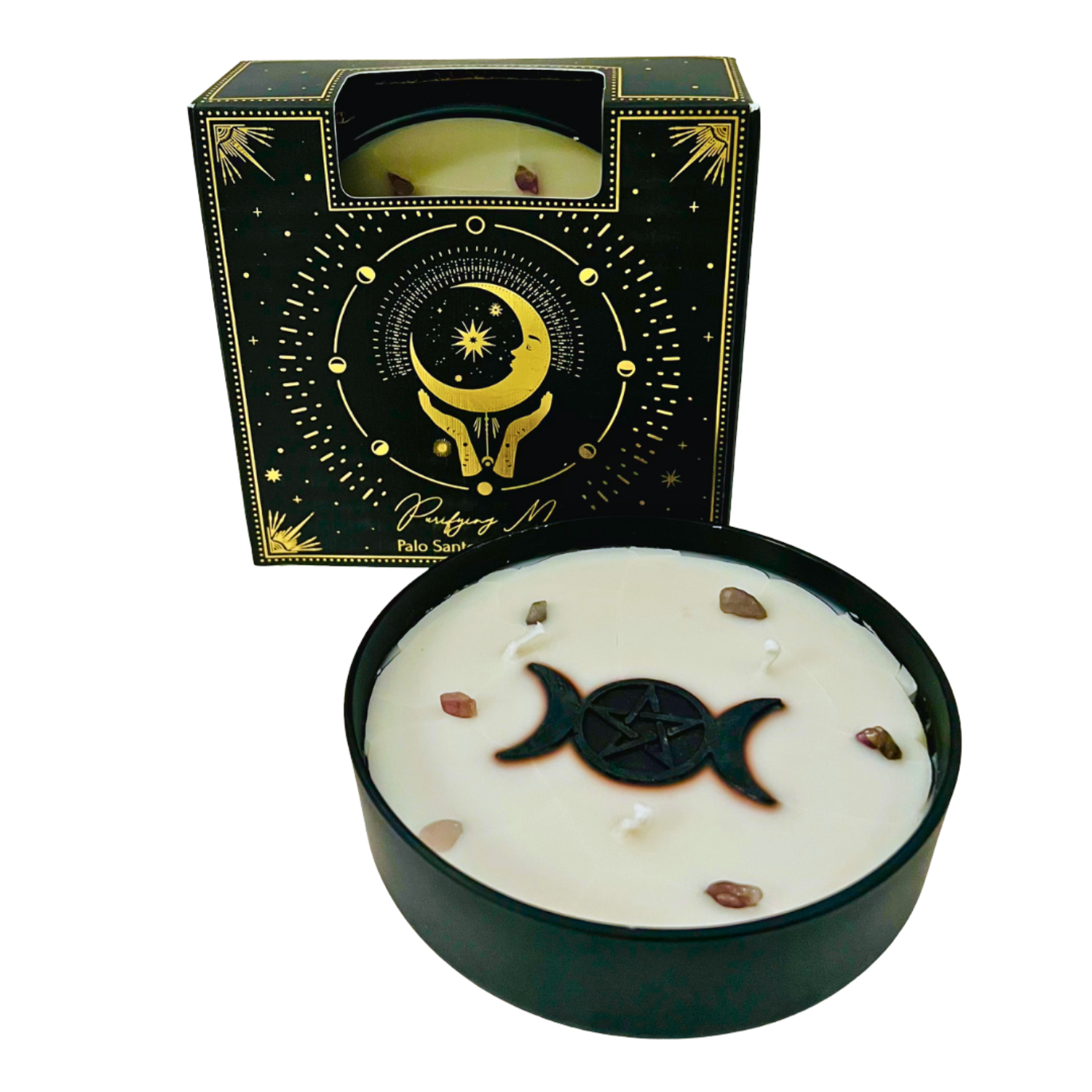 Esoteric Pentagram Candle PURIFYING MOON Palo Santo & Lavender 200g Triple Moon Pentagram 1