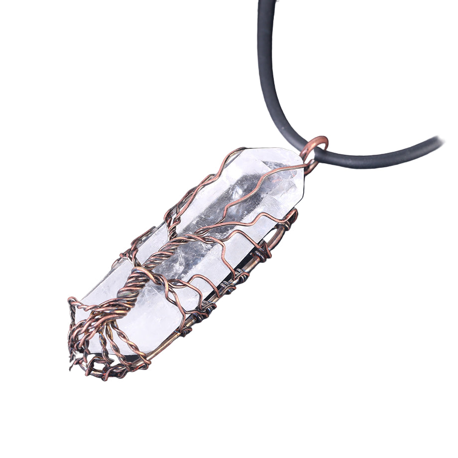 🤍 Clear Quartz – Tree of Life Ascension Pendant