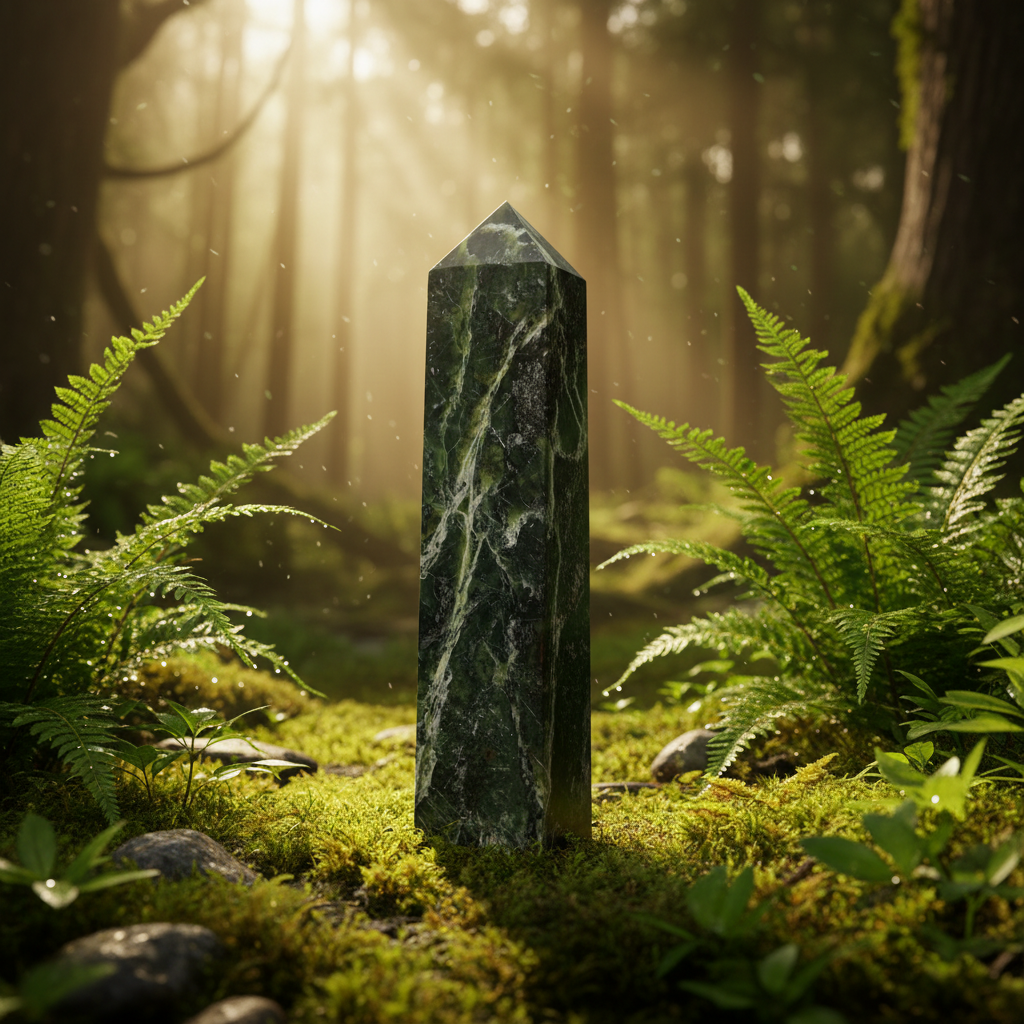 Jade Tower | 371g | Dark Green with Red Inclusions-Embrace Bohemia 