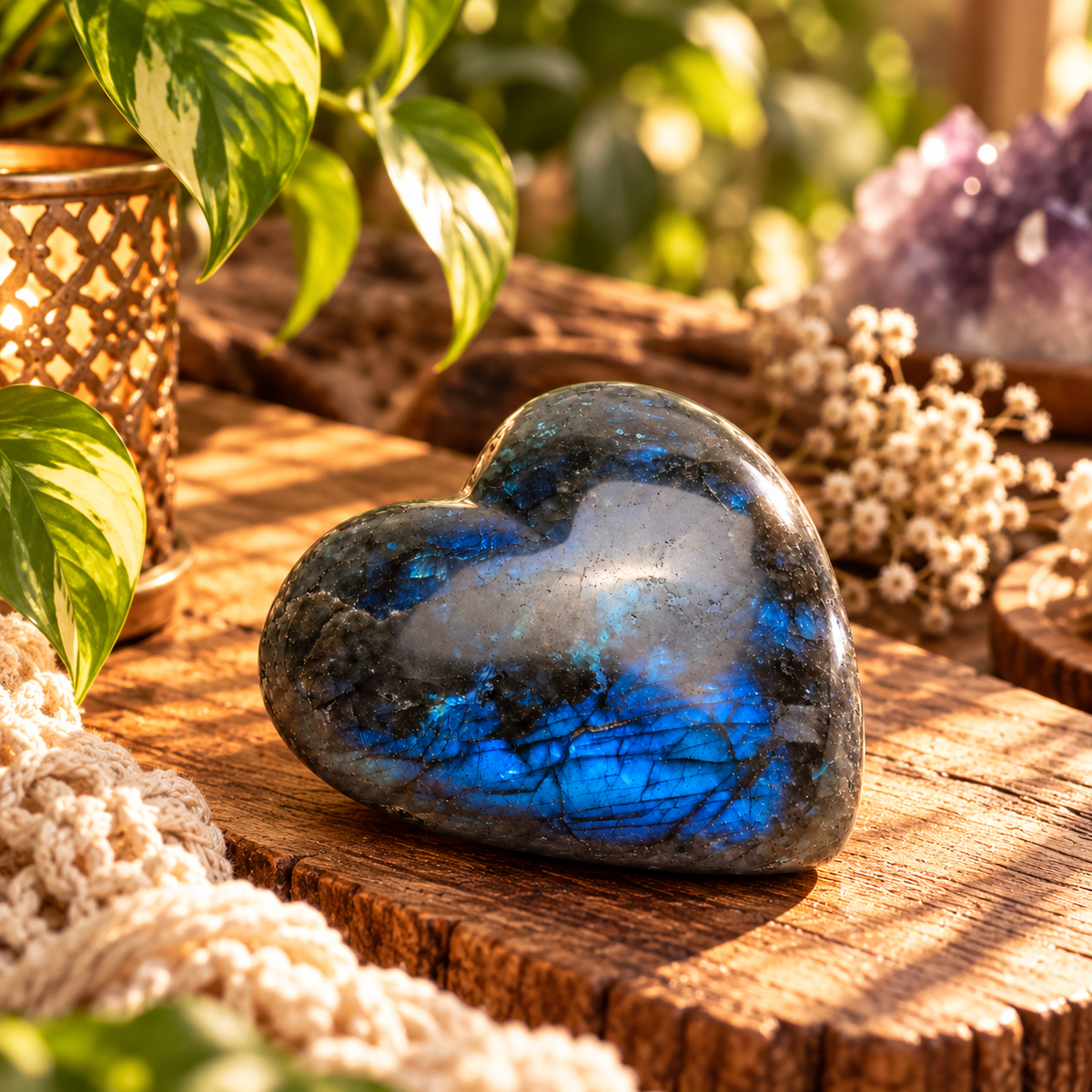Labradorite Heart | Electric Blue Flash | 184g