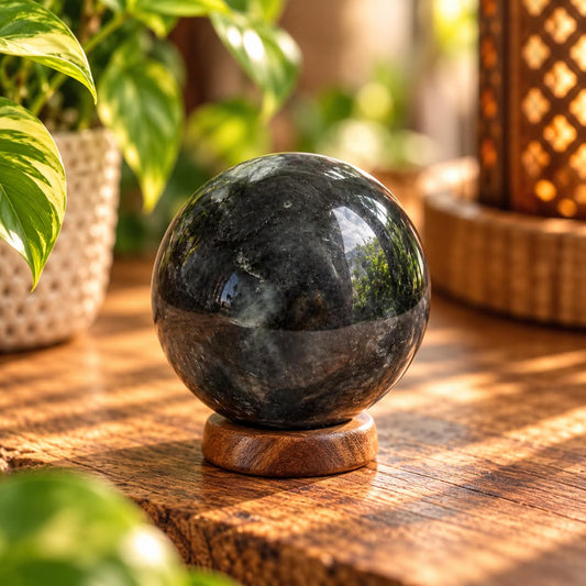 Labradorite Sphere 664g with Stand