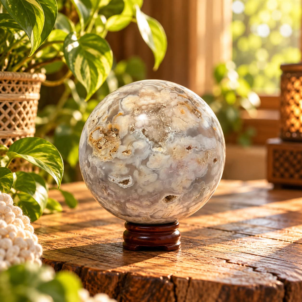 Lepidolite Sphere with Pyrite Inclusions 246g