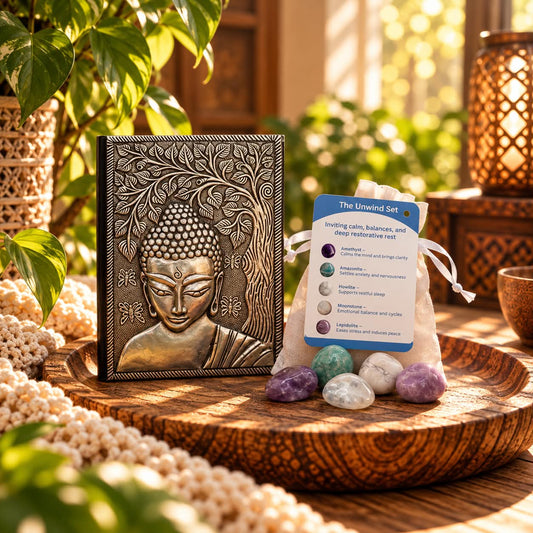 Mindful Journaling Starter Set - Buddha Journal & Crystal Intention Set