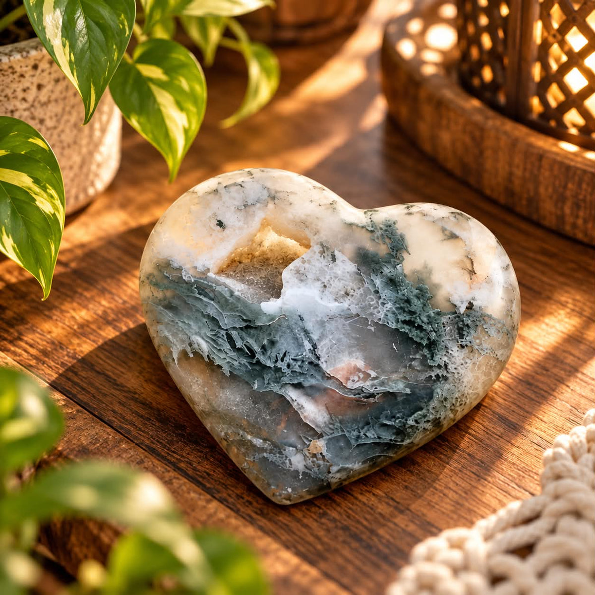 Moss Agate Heart 102g