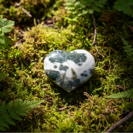 Moss Agate Heart 89g-Embrace Bohemia 