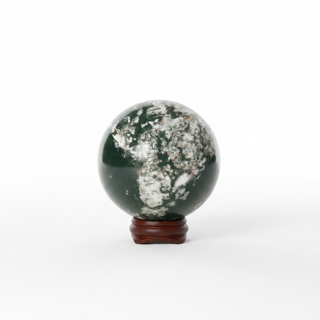 Moss Agate Sphere 297g with Stand_Embrace Bohemia 2
