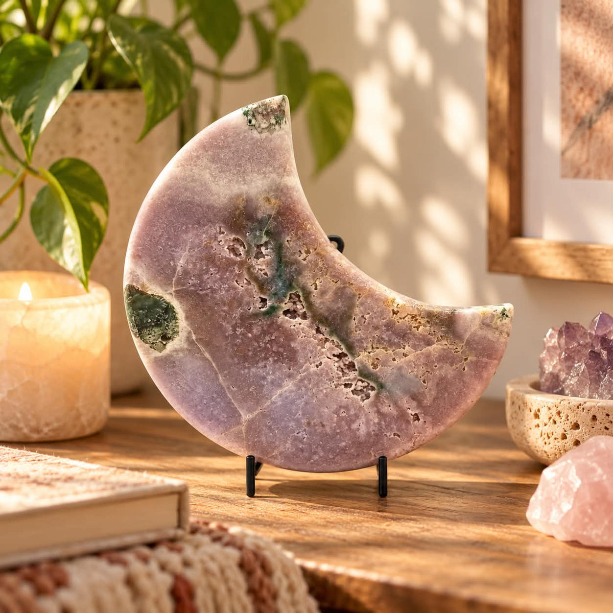 Pink Amethyst Moon 1.89kg with Stand