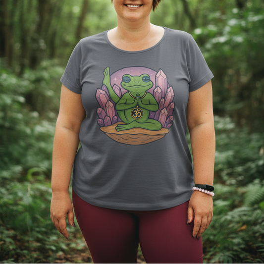 Amethyst Lotus Frog Tee - Pink Opal Bracelet - Forest
