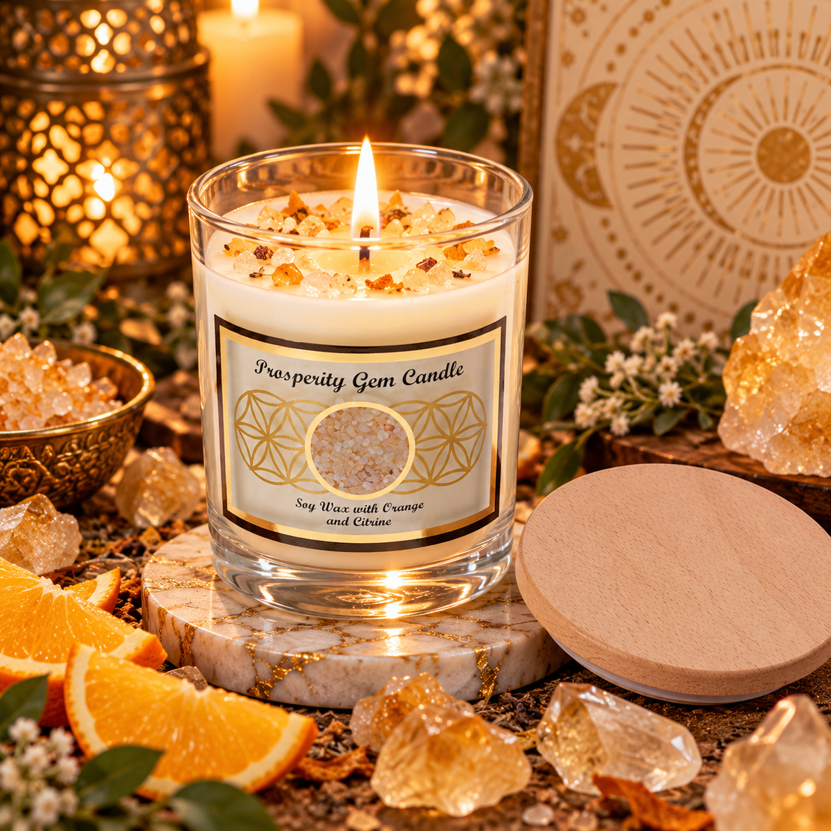 Prosperity Citrine Soy Glass Jar Candle 255g