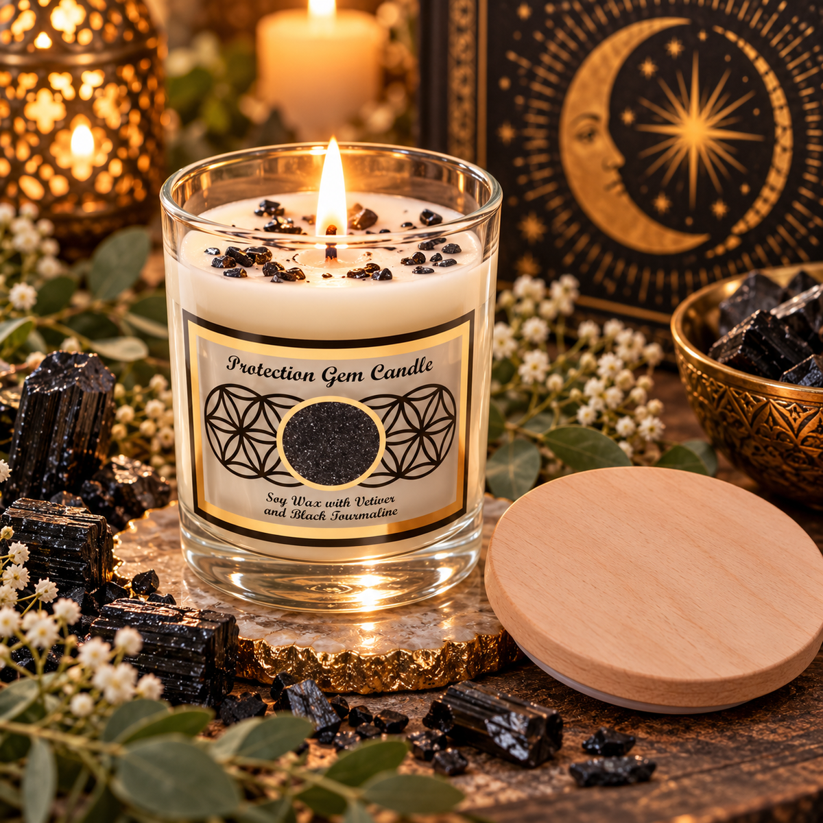 Protection Tourmaline Soy Glass Jar Candle 255g