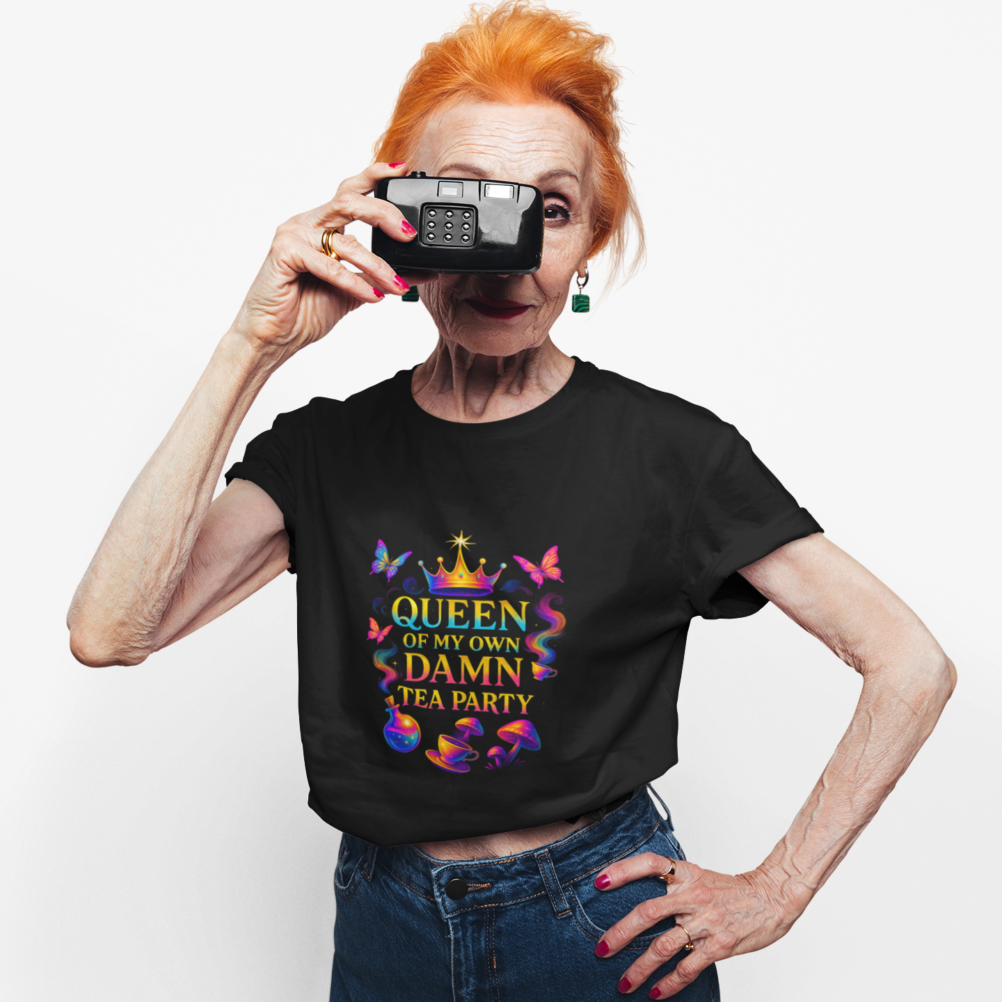 Queen of My Own Damn Tea Party Unisex Tee – (Black)