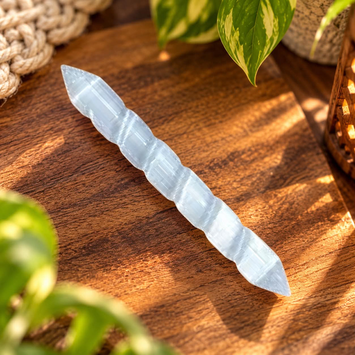 Selenite Spiral Double Terminated Wand