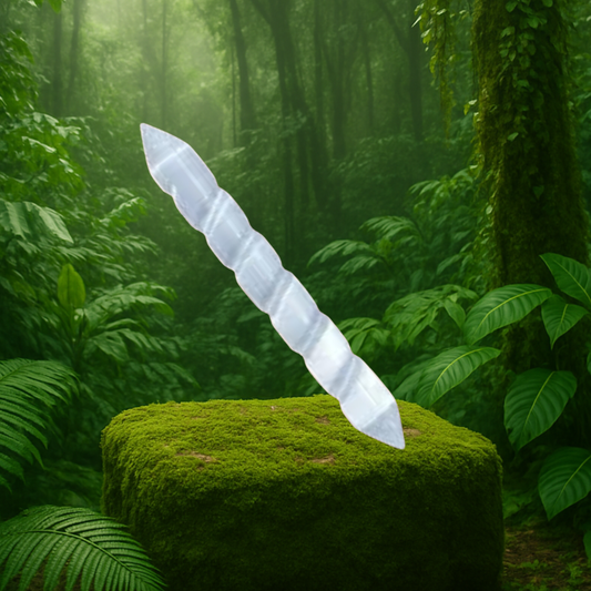 Selenite Spiral Double Terminated Wand Embrace Bohemia 1