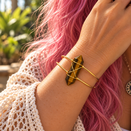 Tiger’s Eye – Confidence Ignited Gold Tower Cuff Bracelet