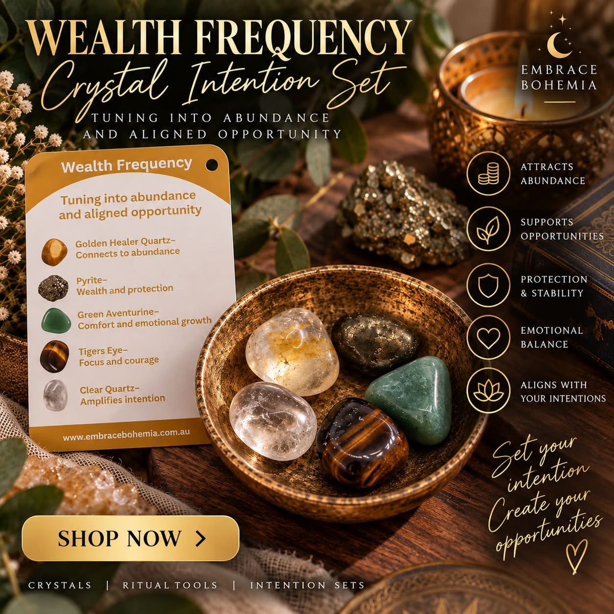 Wealth Frequency Crystal Intention Set